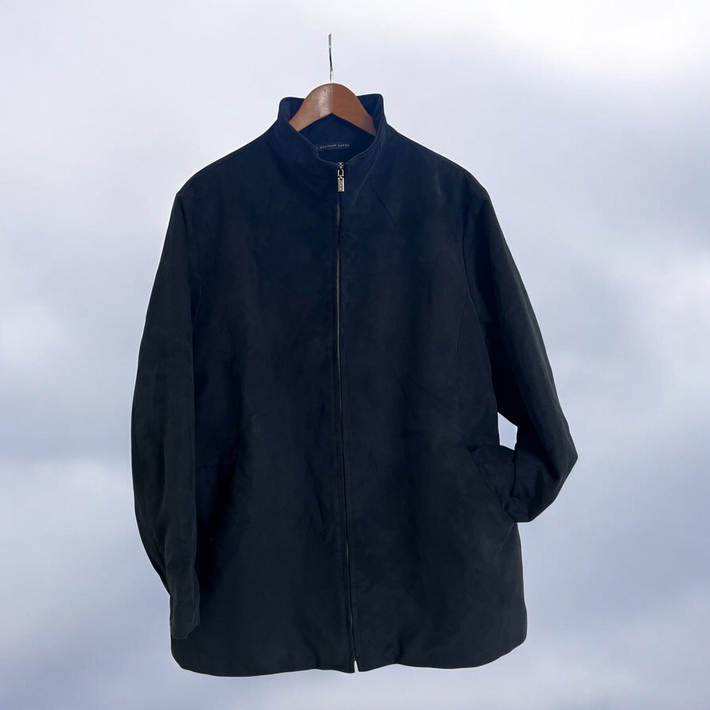 London Fog Limited Edition Black All Weather Faux Suede Quilted Jacket Women 1X - Picture 10 of 16